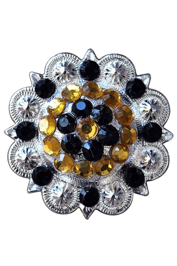 Set Of 4 Western Screw Back 2 In Concho Black & Citrine Crystal Berry Saddle