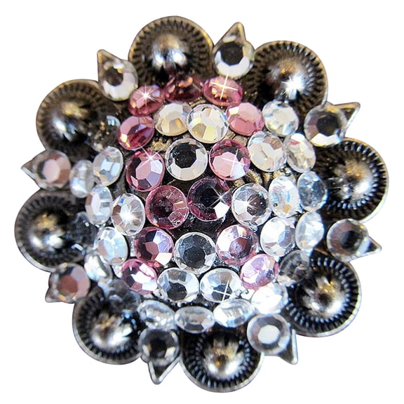 Set Of 4 Western Screw Back Concho Breast Cancer Crystal Bling Cowgirl