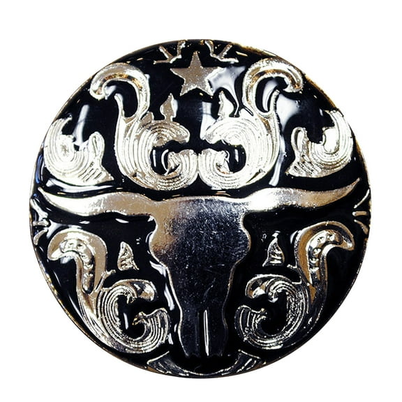 Set Of 4 Western Screw Back Concho Long Horn Black Saddle Bling Cowgirl