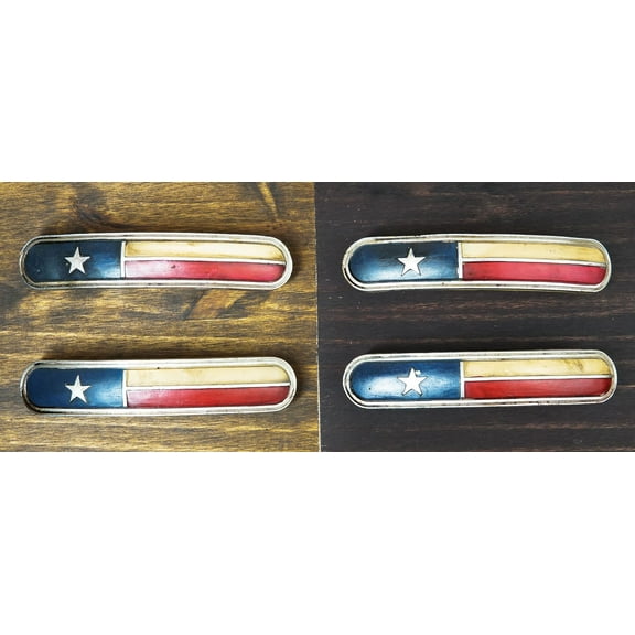 Set Of 4 Western Texas Lone Star Flag Drawer Cabinet Door Bar Pull Knobs 6.25"L