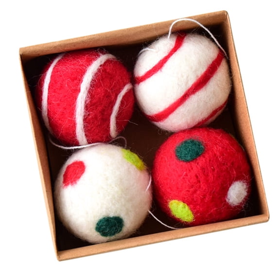Set Of 4 Winter Snowflake Wool Felt Decoration Colorful Christmas Tree Decoration With Secure Ropes