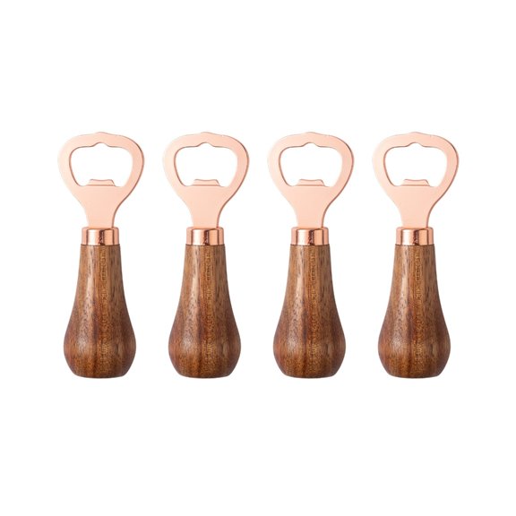 Set Of 4 Wood Handle Vertical Bottle Openers Stainless Steels Drink Sparkling Wine Opener Kitchen Tool Party Supplies