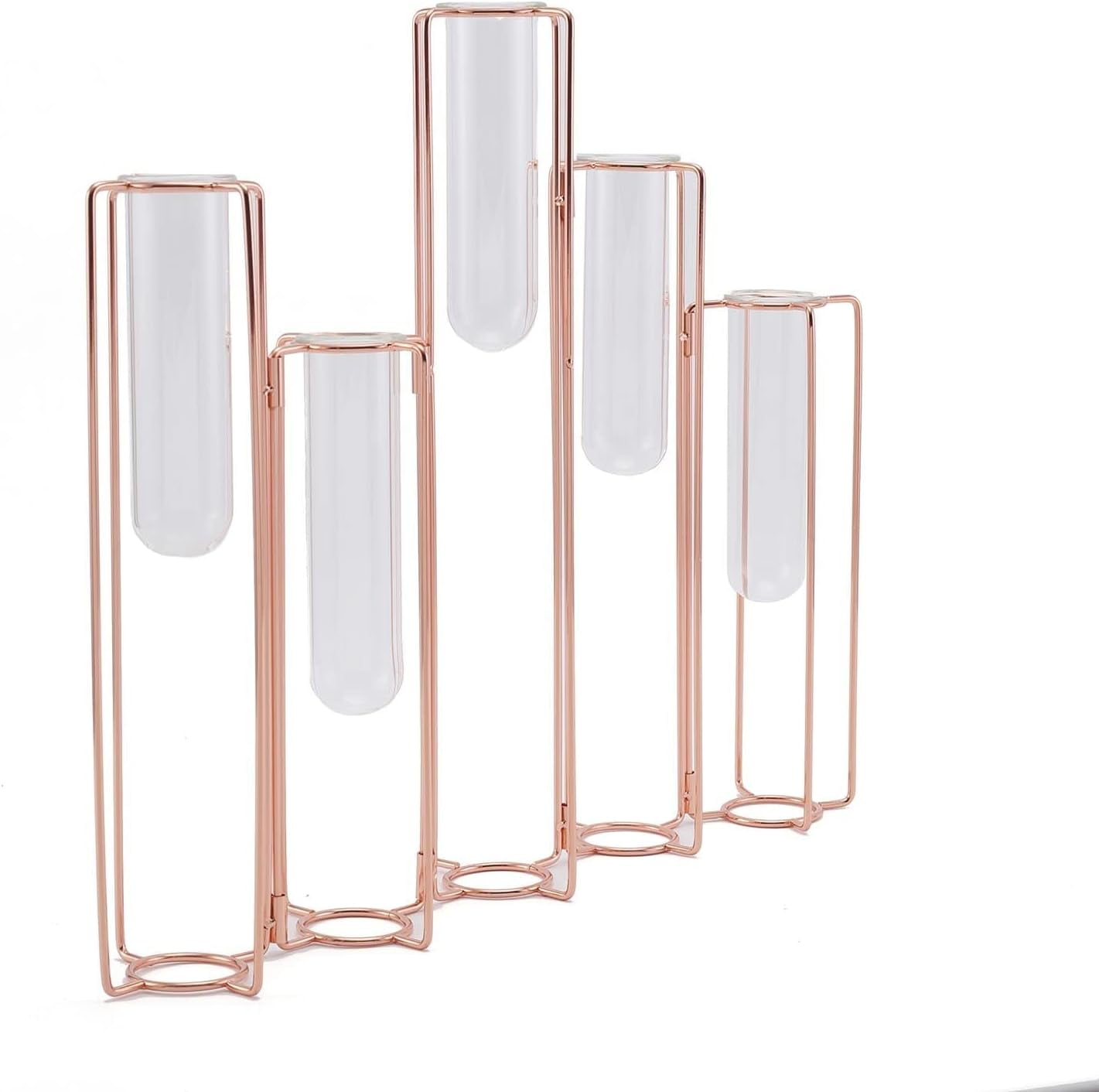 Set Of 515" Conjoined Rose Geometric Metal Flower Vase Racks