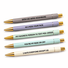Set Of 5 Black Ink Ballpoint Pens, Love You Bestie Engraved, For Office Desk Decor And Adult Gifts