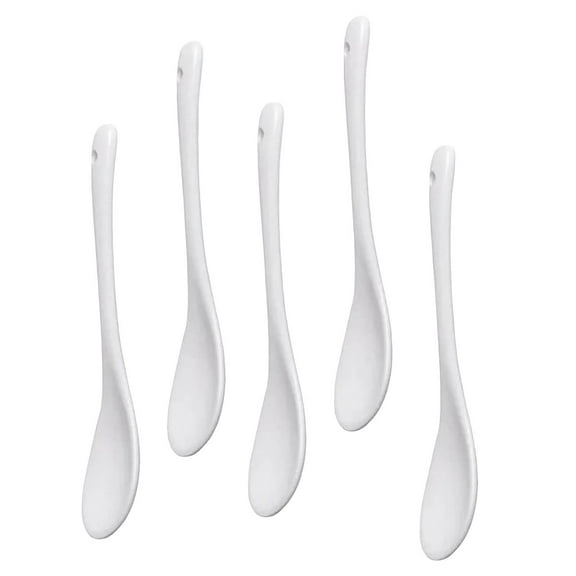 Of 5 Ceramic Teaspoons - Stylish Durable Design, for Tea Coffee Stirring, Table Decoration