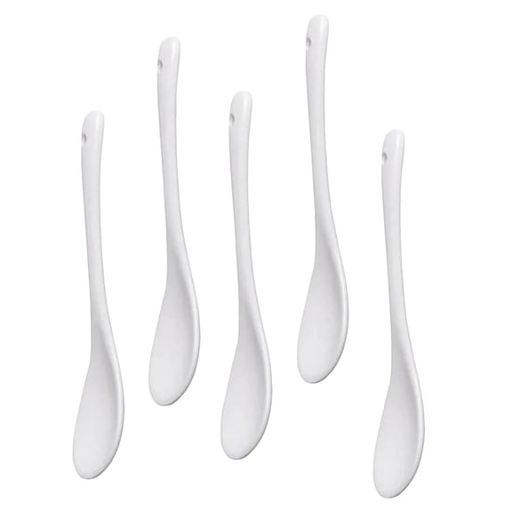 Set Of 5 Ceramic Teaspoons Elegant Dining Utensils For Coffee Stirring And Dessert Serving Durable Dishwasher Safe Spoons