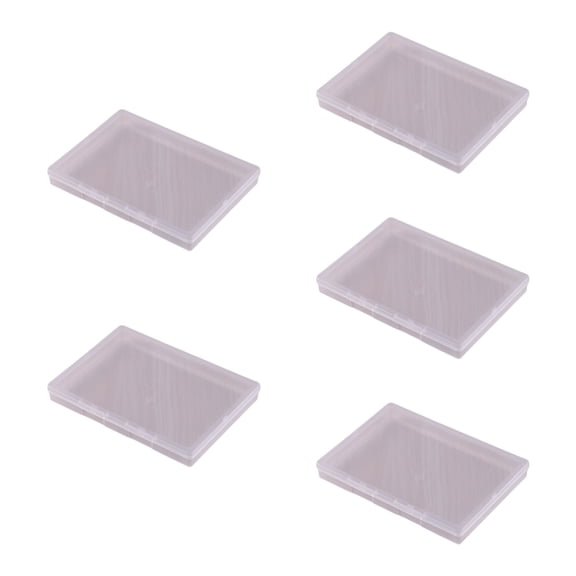 Set Of 5 Clear Plastic Storage Container with Tight Fitting Lid Stackable Flat Box for Beads Tools Letter and Papers