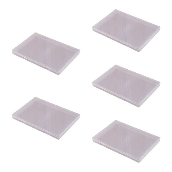 Set Of 5 Clear Plastic Storage Container with Tight Fitting Lid Stackable Flat Box for Beads Tools Letter and Papers