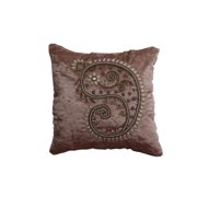 Set Of 5 Coffee Color Velvet Cushion Cover with Pearl Design