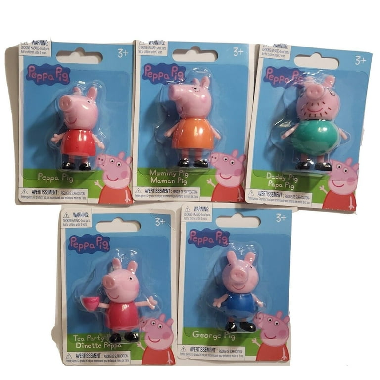 Set Of 5 Peppa Pig Figurines includes Daddy, Mummy, Peppa, Tea Party Peppa,  and George Pig