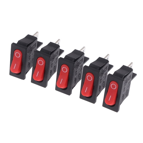 Set Of 5 Rocker Switches Spst On Off Toggle 2 Position 2 Pin 250V 6A Suitable For Automotive And Marine Electrical Systems