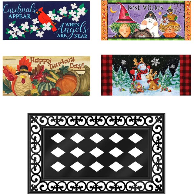 Set Of 5 Seasonal Interchangeable Entrance Doormats Indoor And