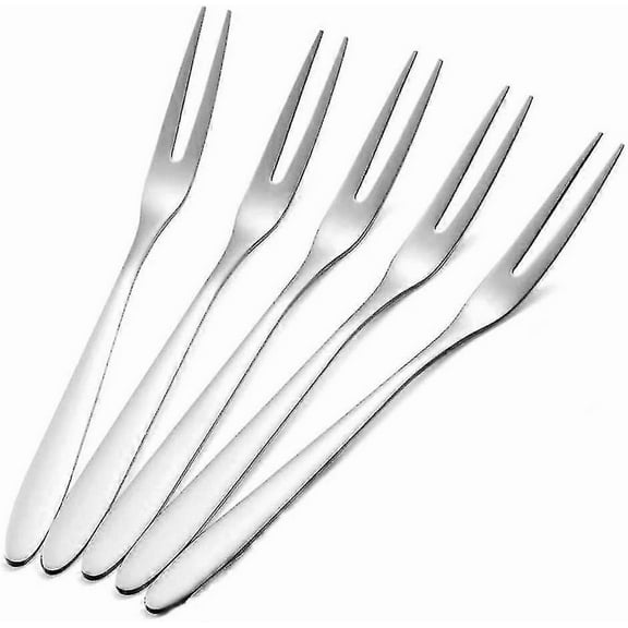 Set Of 5 Stainless Steel Fruit Forks For Salsa Or Dessert