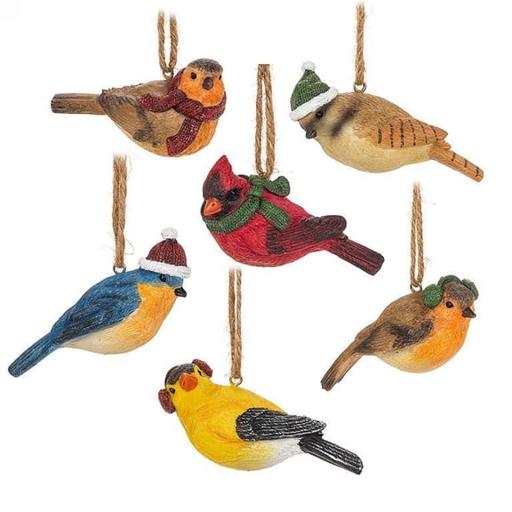 MDR Trading AB-27-BACKYARD-530 3.5 in. Birds in Winter Wear Figurine - Multi Color - Set of 6