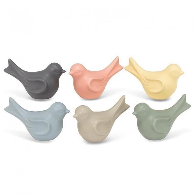 Set of 6 Multicolor Ceramic Bird Figurines