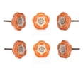 thumbnail image 1 of Set Of 6 Azalea Orange Ceramic Flower Shape Cabinet Knobs, 1 of 5