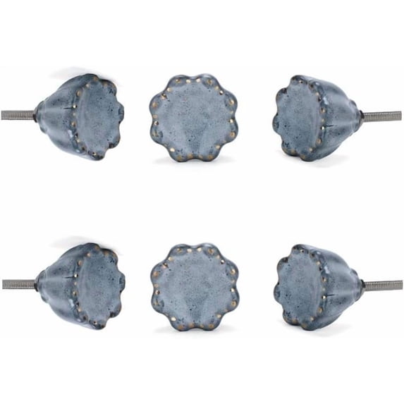 Set Of 6 Begonia Ceramic Flower Cabinet Knobs by Perilla Home