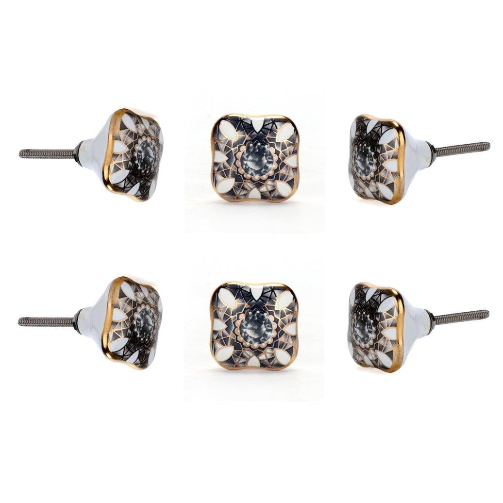 Set Of 6 Cadia Black Ceramic Cabinet Knobs by Perilla Home
