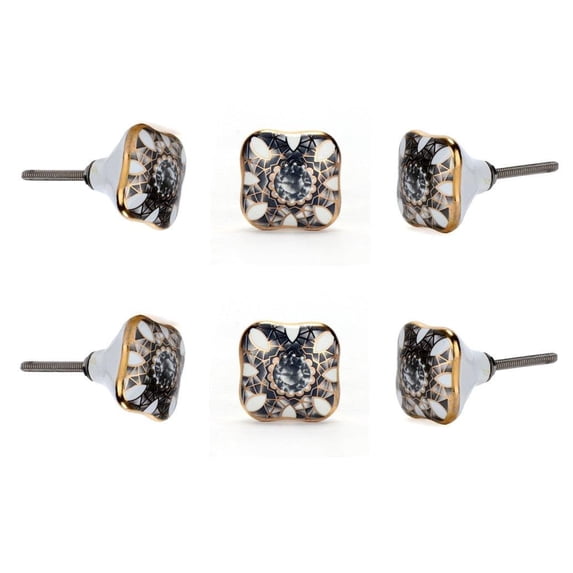 Set Of 6 Cadia Black Ceramic Cabinet Knobs by Perilla Home