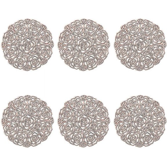 Set Of 6 Coasters, Rose Gold Coasters Round Coasters Coasters Cup Mat, For Table