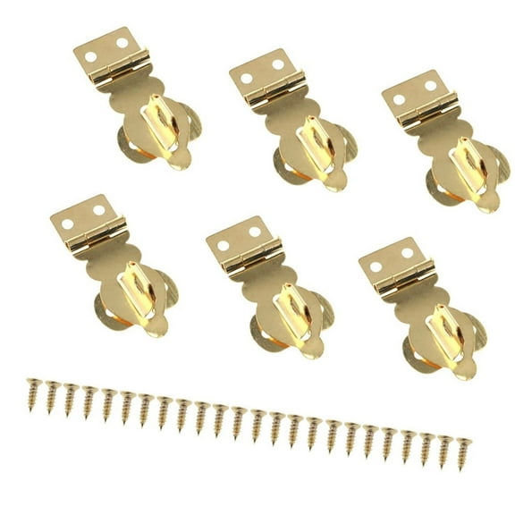 Set Of 6 Decorative Brass Latches Miniature Padlocks Hasps with Mounting Screws Upgrades for Boxes & Dollhouses