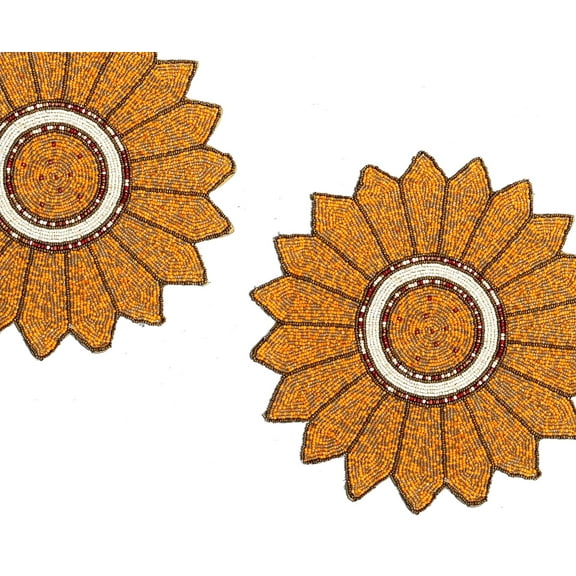 Set Of 6, Handmade Beaded Placemats, Spring Flower Tablemat, Designer Charger Plates 13X13 Inch