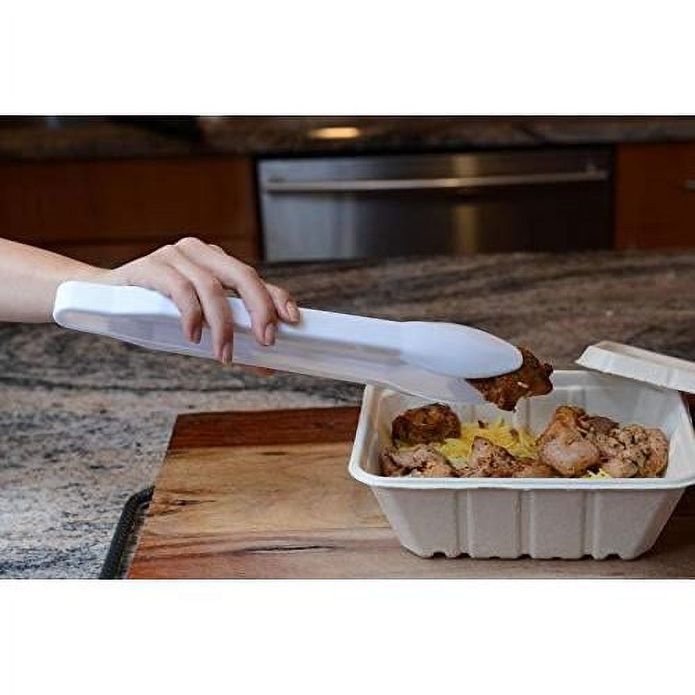 Set Of 6 Heavy Duty White Serving Tongs 12 Inch Plastic
