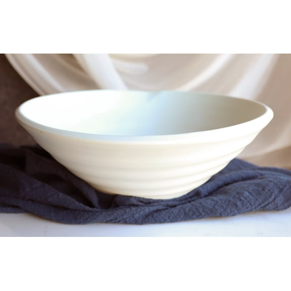 Set Of 6 Irregular Ridged Matte White Melamine Pasta Salad Soup Large Bowls