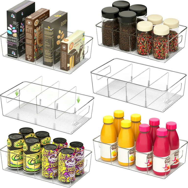 Set Of 6 Refrigerator Storage Organizer Bins – Clear Plastic Snack
