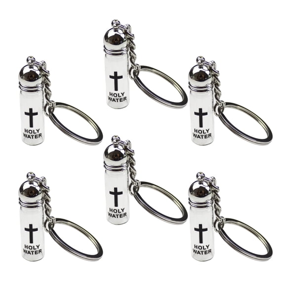 Set Of 6 Reusable Glass Crucifix Key Rings Pendant For Car Or Bag Decoration
