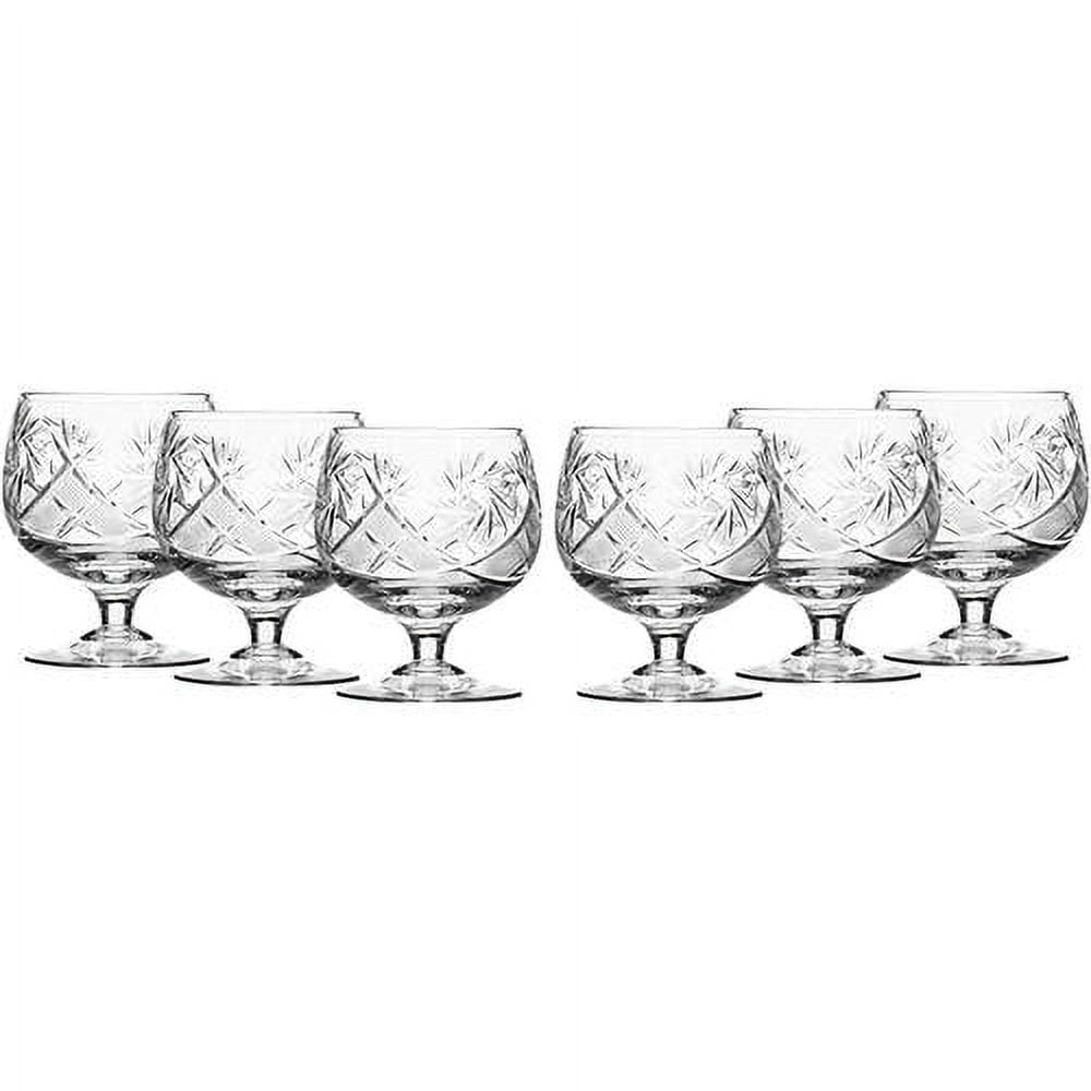 Set Of 6 Russian Cut Crystal Cognac Brandy Whiskey Snifters Goblets