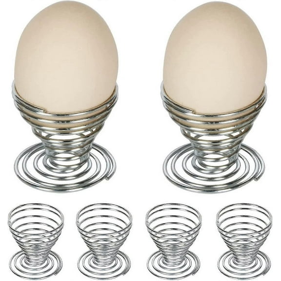 Set Of 6 Stainless Steel Spiral Egg Cups For Egg Holder