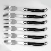 Set Of 6 Stainless Steel Steak Knives And Forks Full Tang Laguiole Steel Cutlery Dinner Set With Black ABS Handle Tablewares