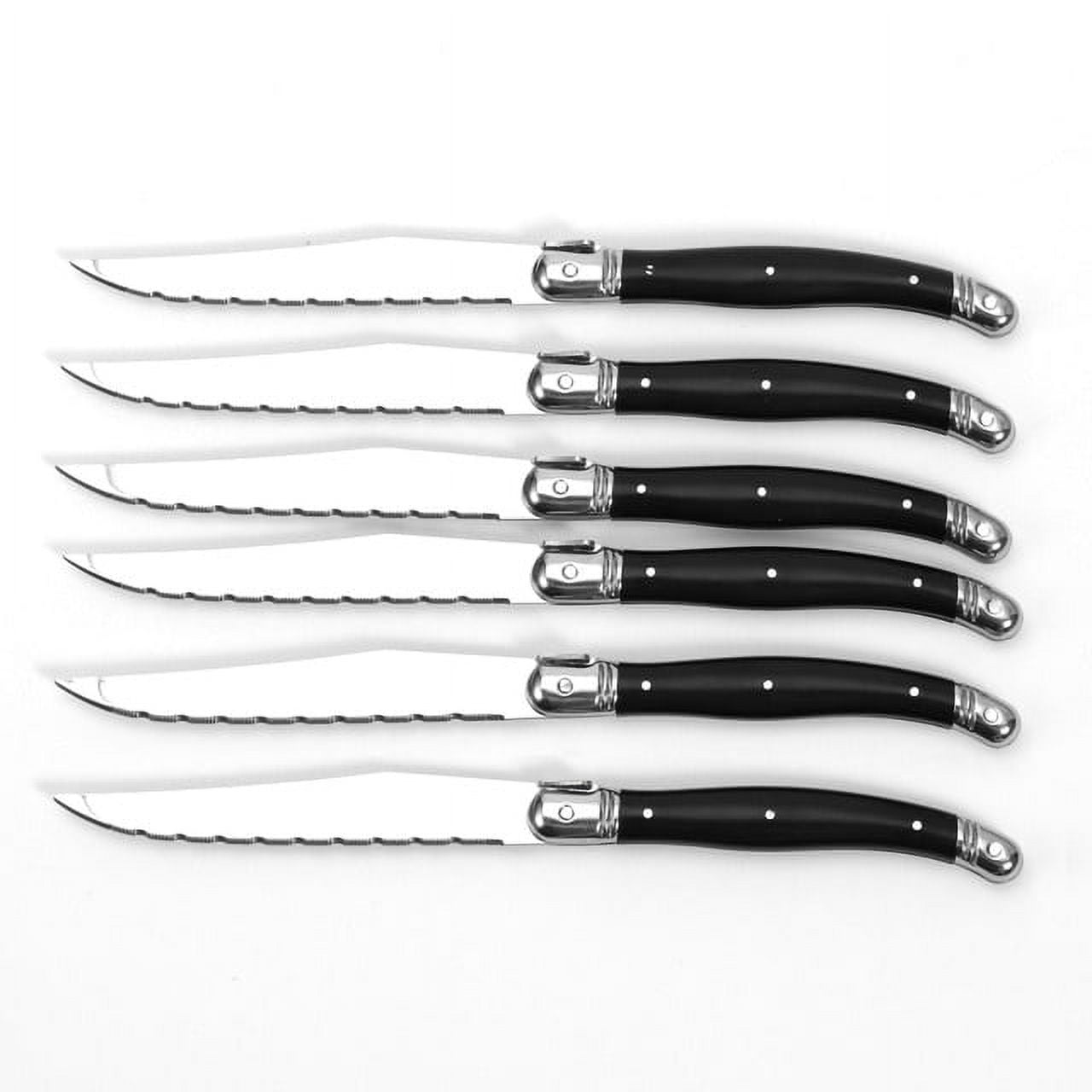 Set Of 6 Stainless Steel Steak Knives And Forks Full Tang Laguiole