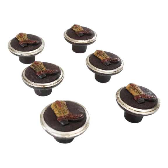 Set Of 6 Western Rustic Country Cowboy Boots Furniture Cabinet Door Pull Knobs