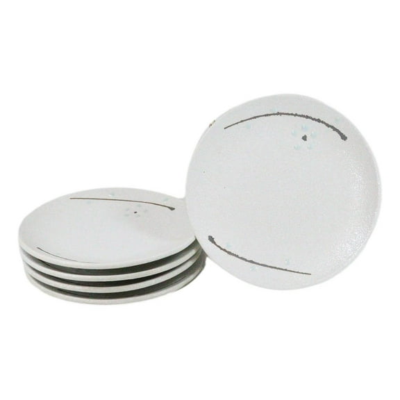 Set Of 5 Yukino Hana Snowflakes Round Appetizer Dessert Salad Ceramic Plates 6"D