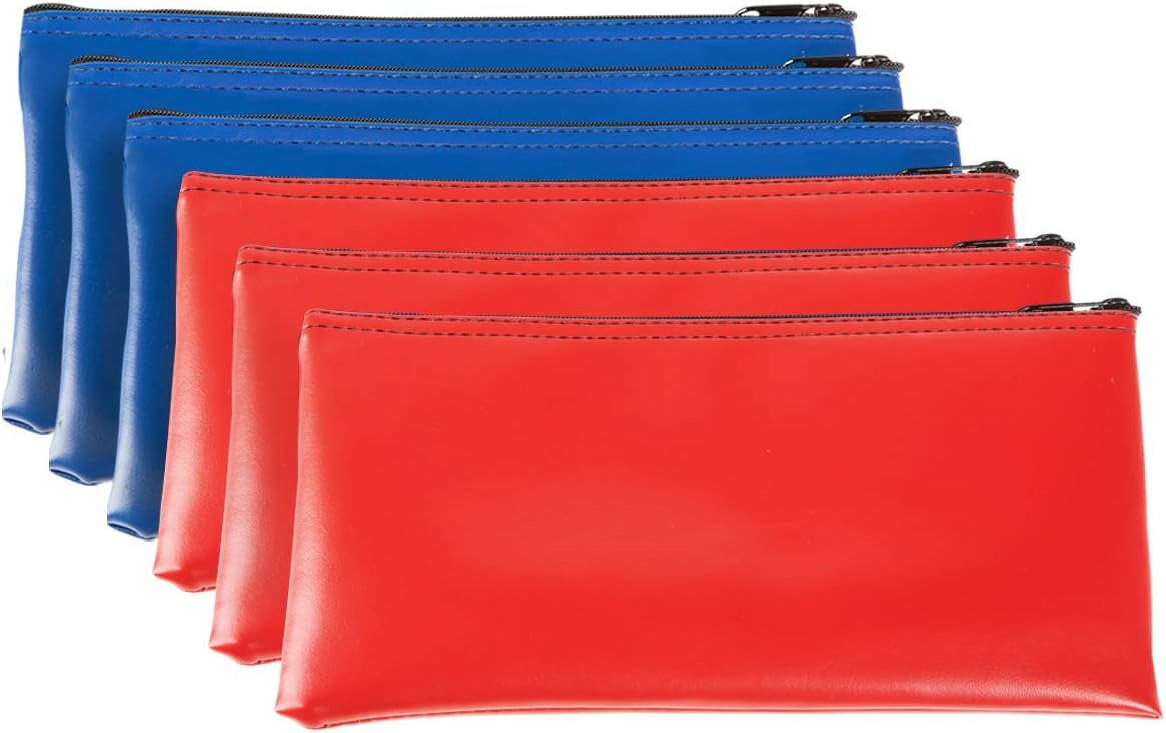 Set Of 6 Zipper Bags - Red & Blue Expanded Vinyl Zipper Wallets ...