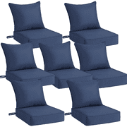 Set of 7 24" W x 24" D Outdoor Deep Seat Chair Cushion Sets with Back Pillows, Blue