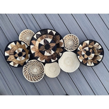 Set Of 8 Natural Color Wall Hanging Baskets 7.5"-12" Multi-Color
