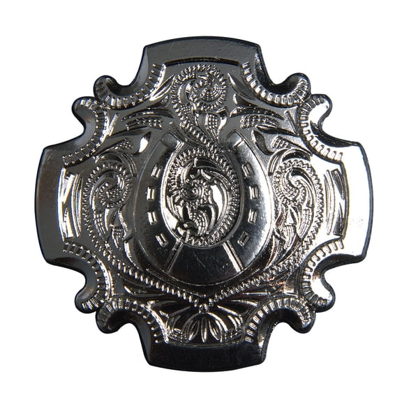 Set Of 8 Screw Back Concho 1.5 In Nickle Plated Horse Shoe Saddle Hilason