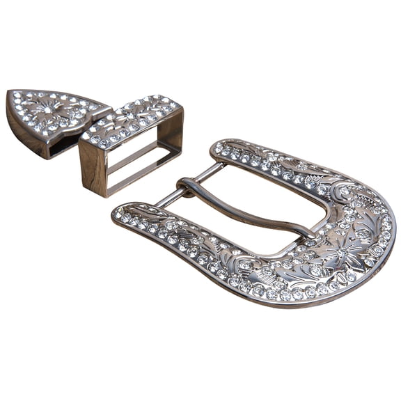 Set Of 8 Screw Back Concho Stainless Steel Belt Buckle Set Bling Crystal