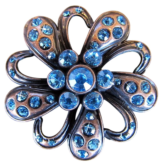 Set Of 8 Western Screw Back Concho Crystal Bling Floral Design Copper