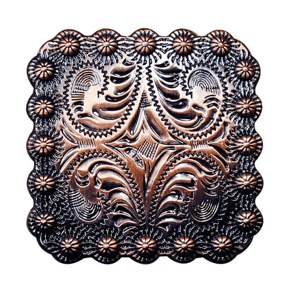 Set Of 8 Western Screw Back Concho Floral Carved Copper Saddle Bling