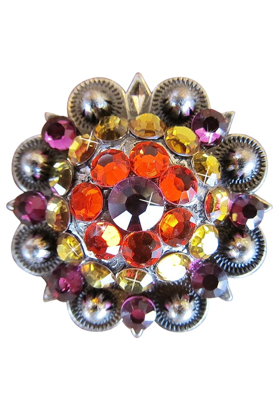 Set Of 8 Western Screw Back Concho Fuchsia Topaz Crystal Bling Cowgirl