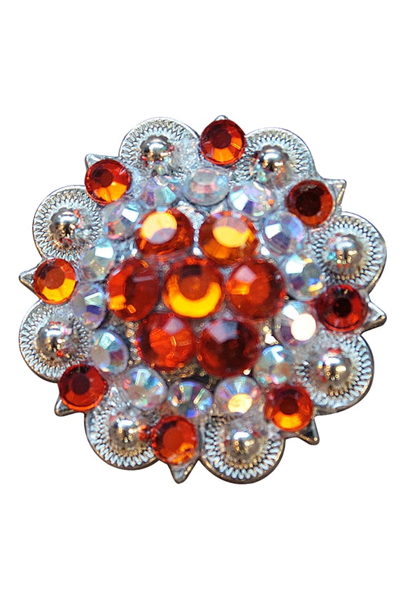 Set Of 8 Western Screw Back Concho Orange Ab Crystal 1-1/4In Saddle