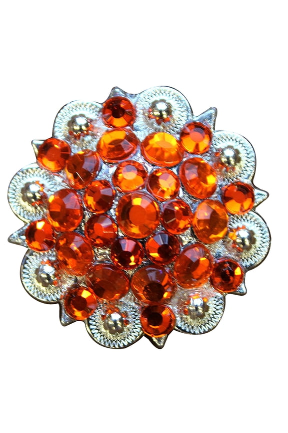 Set Of 8 Western Screw Back Concho Orange Crystal 1-1/4In Berry Saddle