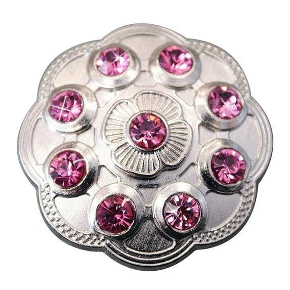 Set Of 8 Western Screw Back Concho Pink Crystal Floral Bling Cowgirl