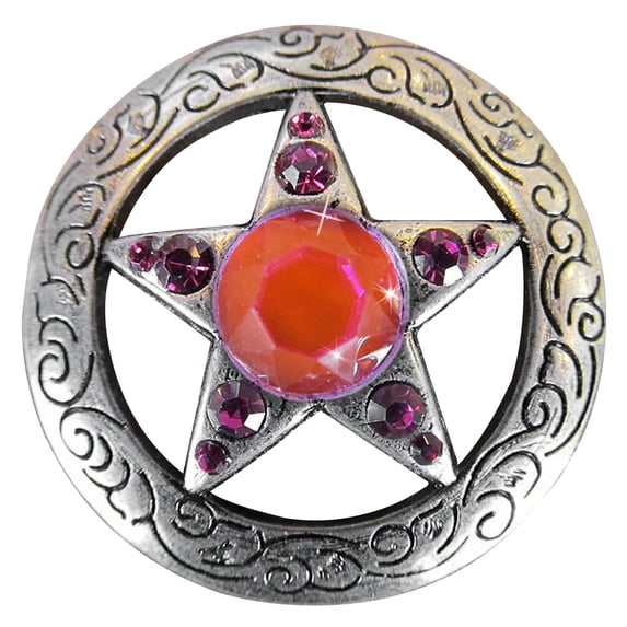 Set Of 8 Western Screw Back Concho Star Fuchsia Crystal Bling Cowgirl