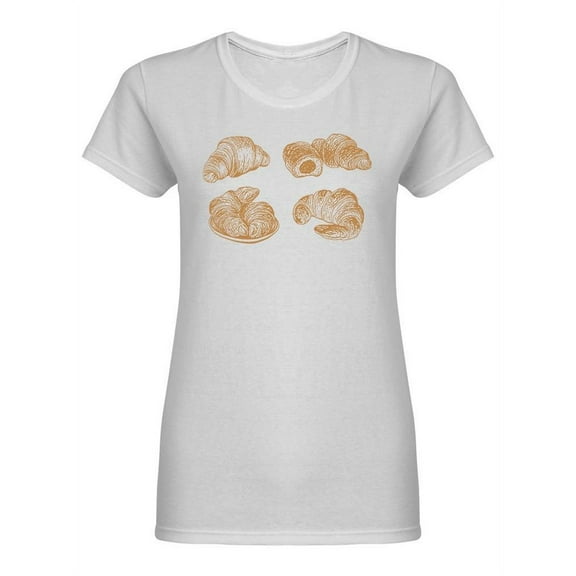 Set Of Baked Croissants  Shaped T-Shirt Women -Image by Shutterstock, Female XX-Large