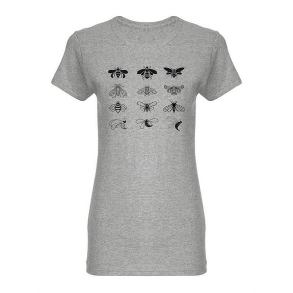Set Of Bee Drawings T-Shirt Women -Image by Shutterstock, Female Medium